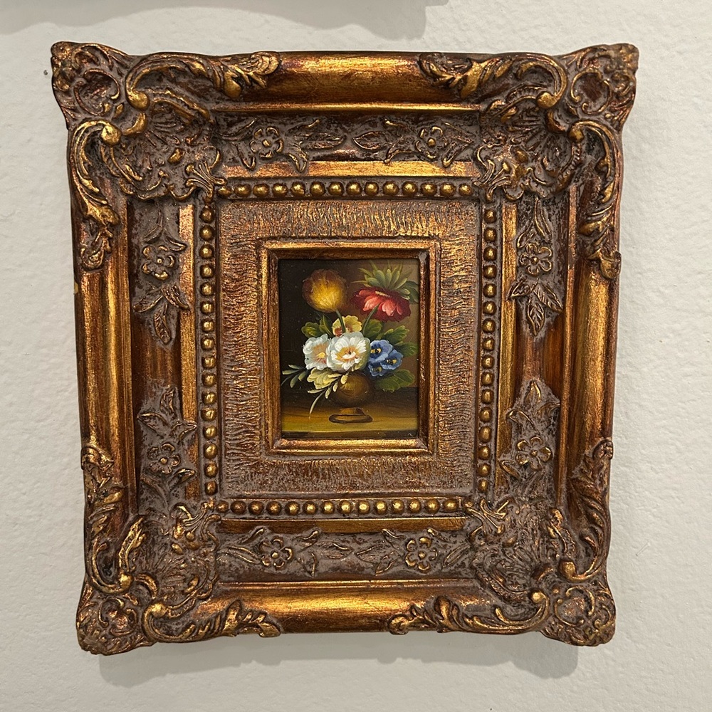 SOLD Ornate Gold Framed Floral Painting